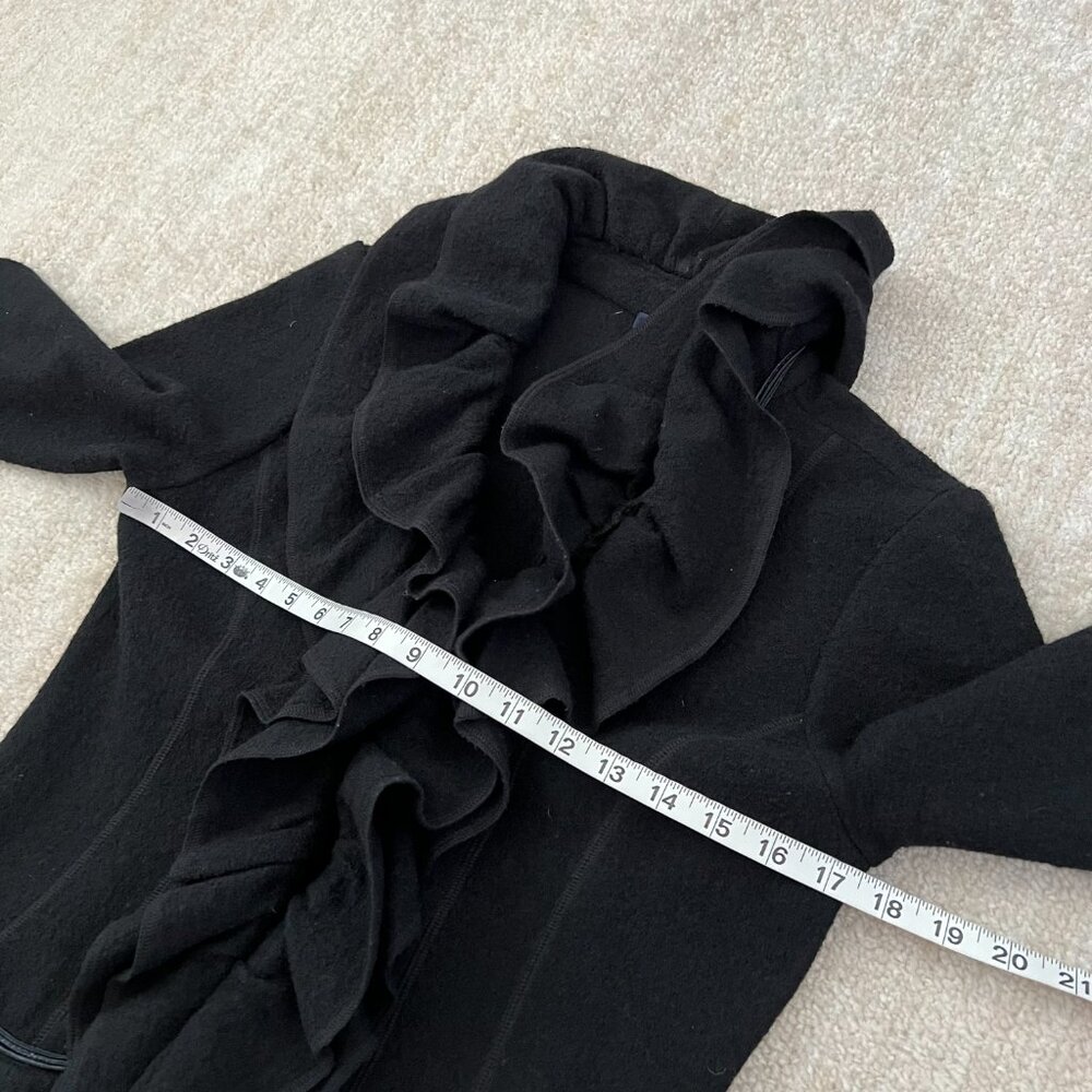 Magaschoni Wool Ruffle Black Jacket S - Picture 6 of 9